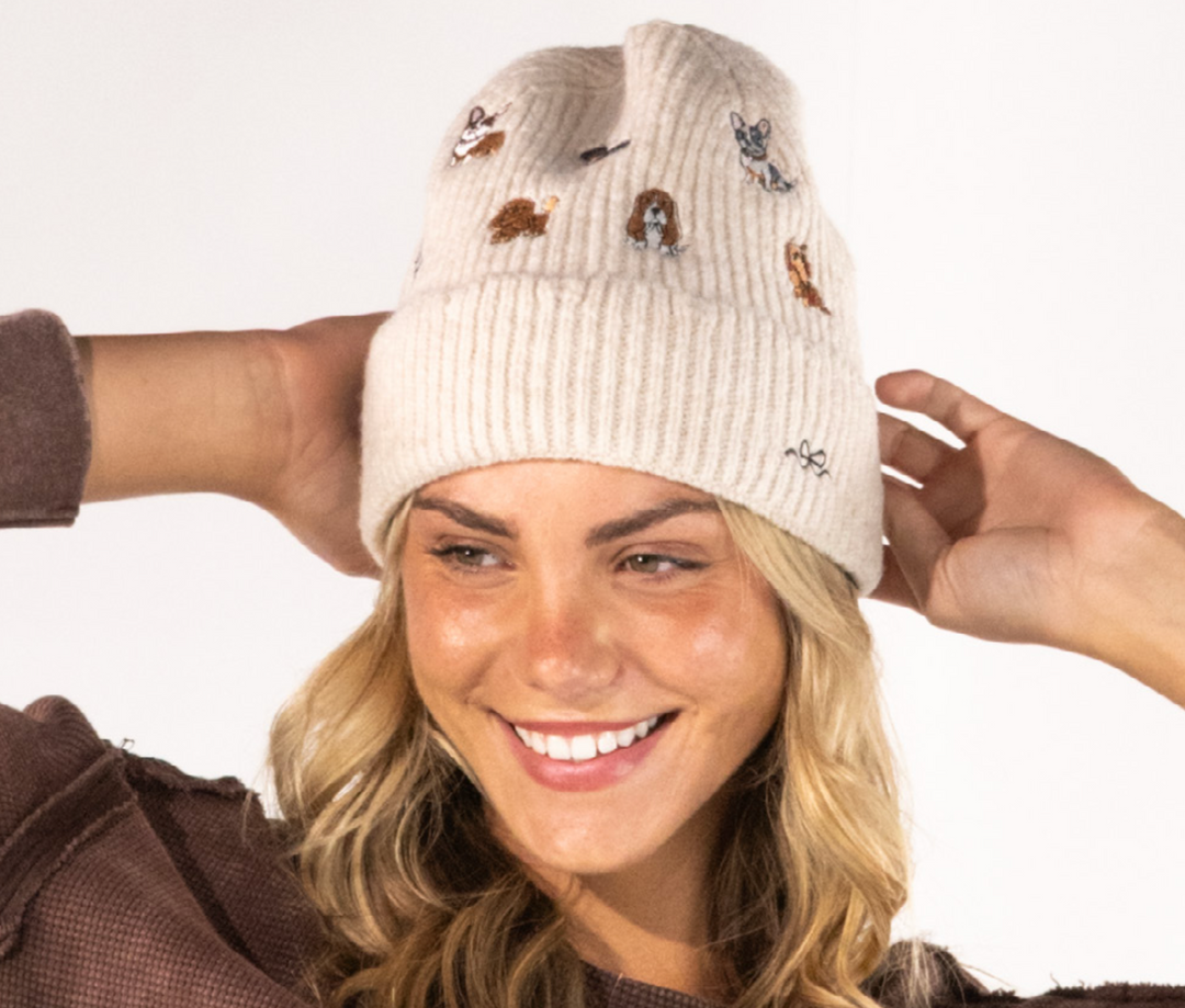 Beige Women's Patch Beanie by Simply Southern