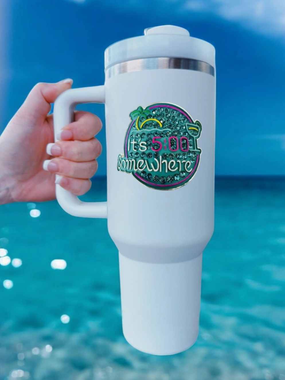 JUNE PREORDER: It's 5 O'Clock Somewhere Tumbler White by the Queens Jewels (Ships in 2-3 Weeks)