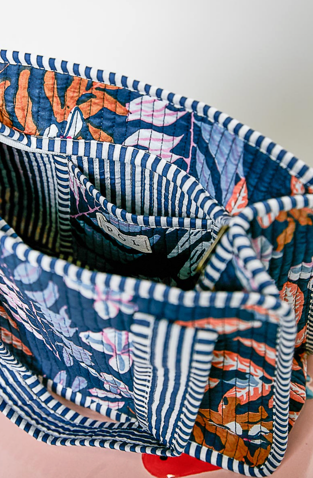 Essentials Mini Quilted Cube Bag - Navy Multi by POL