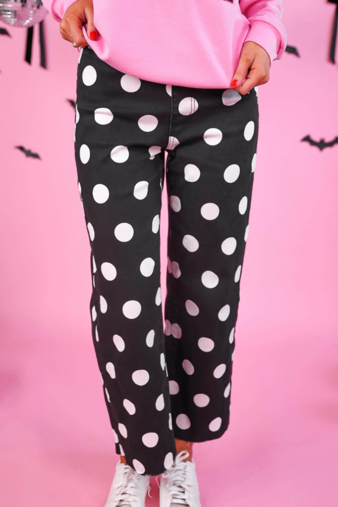 PREORDER: Just Vibing denim Pants - After Dark Polka Dot By Jess Lea (Ships Late August)