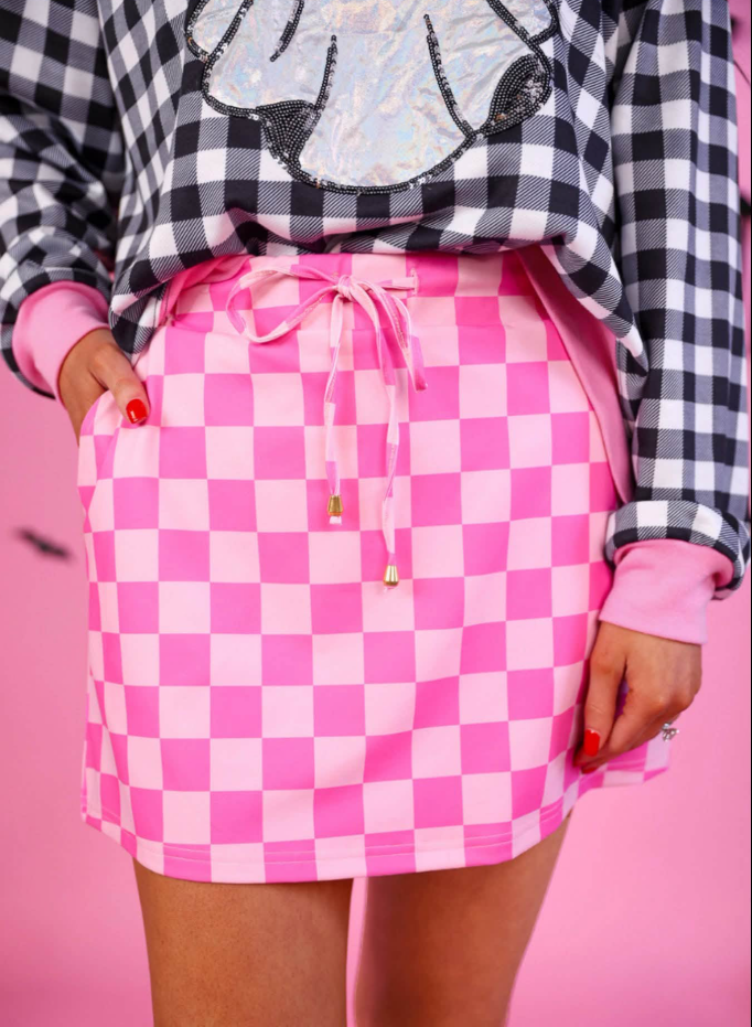 PREORDER: Bubblegum Checkered Skort By Jess Lea (Ships Late August)