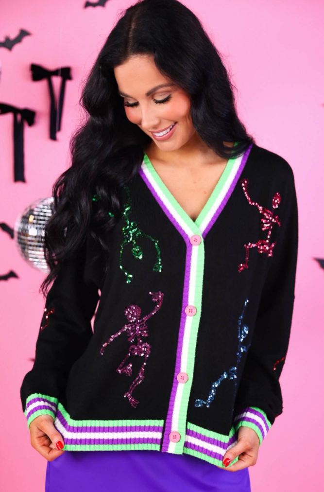 PREORDER: Party Skeletons Cardigan By Jess Lea (Ships In August)