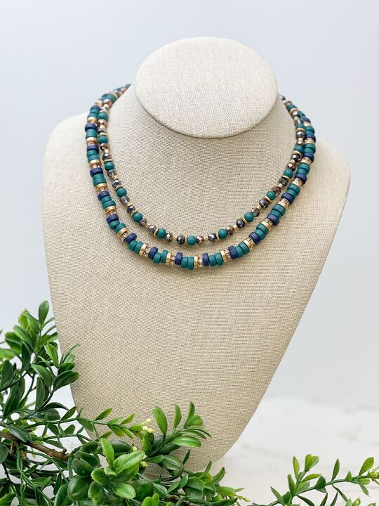 Seaside Dual Strand Beaded Necklace