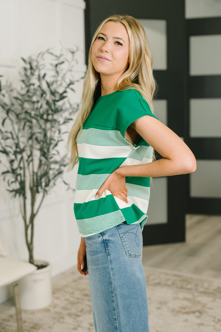 See Me in Action Crew Neck Cap Sleeve Top - 7/17