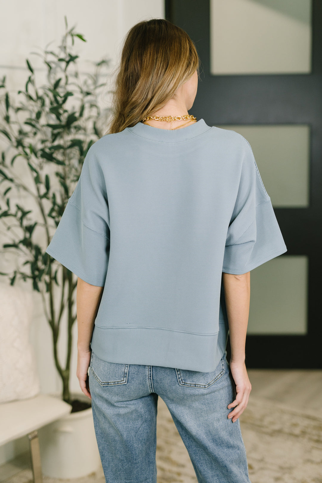 Sense of Clarity Boxy Top in Blue Grey - 3/4