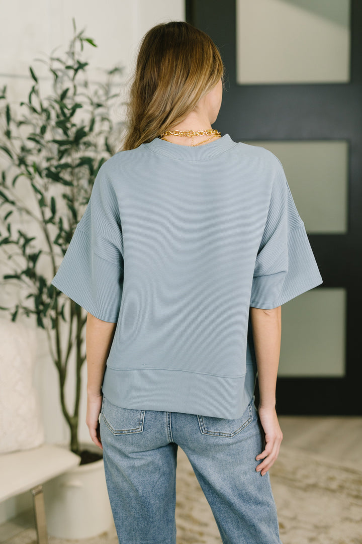 Sense of Clarity Boxy Top in Blue Grey - 7/13