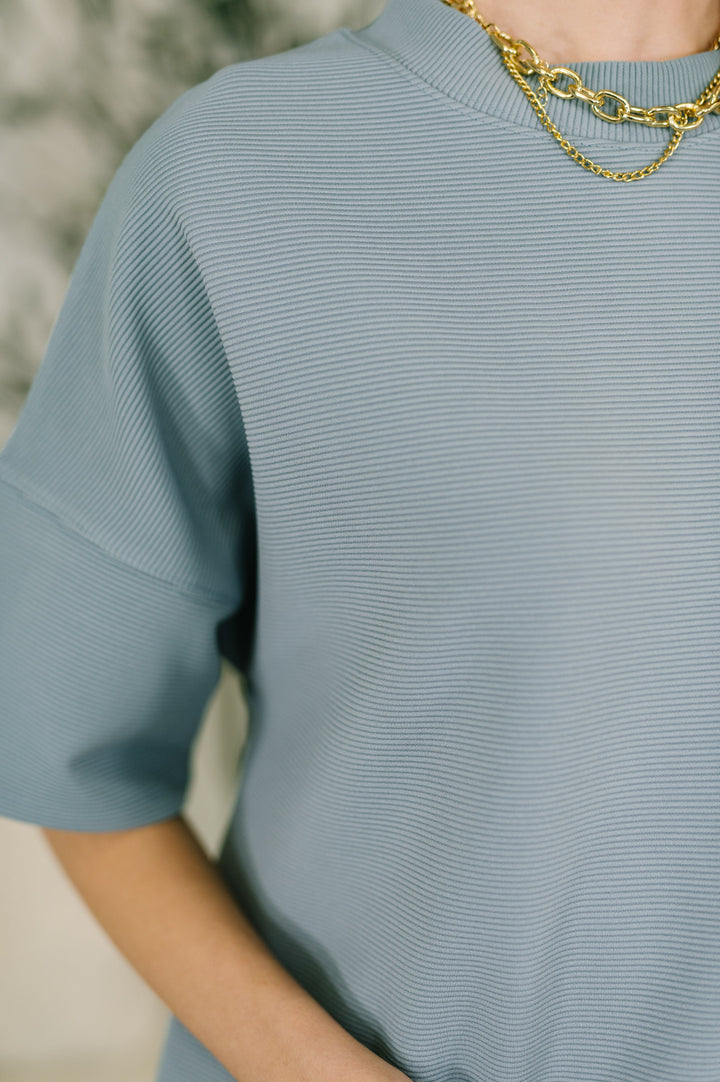 Sense of Clarity Boxy Top in Blue Grey - 3/4