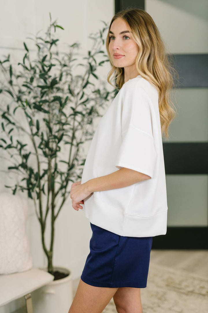 Sense of Clarity Boxy Top in Off White - 3/4