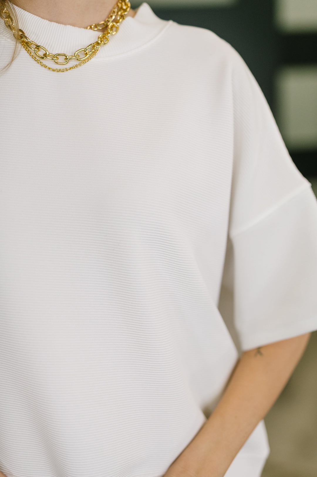 Sense of Clarity Boxy Top in Off White - 3/4