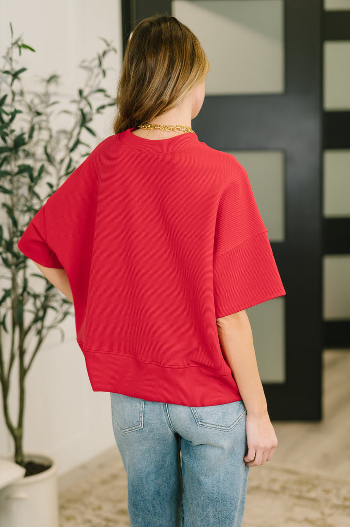 Sense of Clarity Boxy Top in Ruby - 3/4
