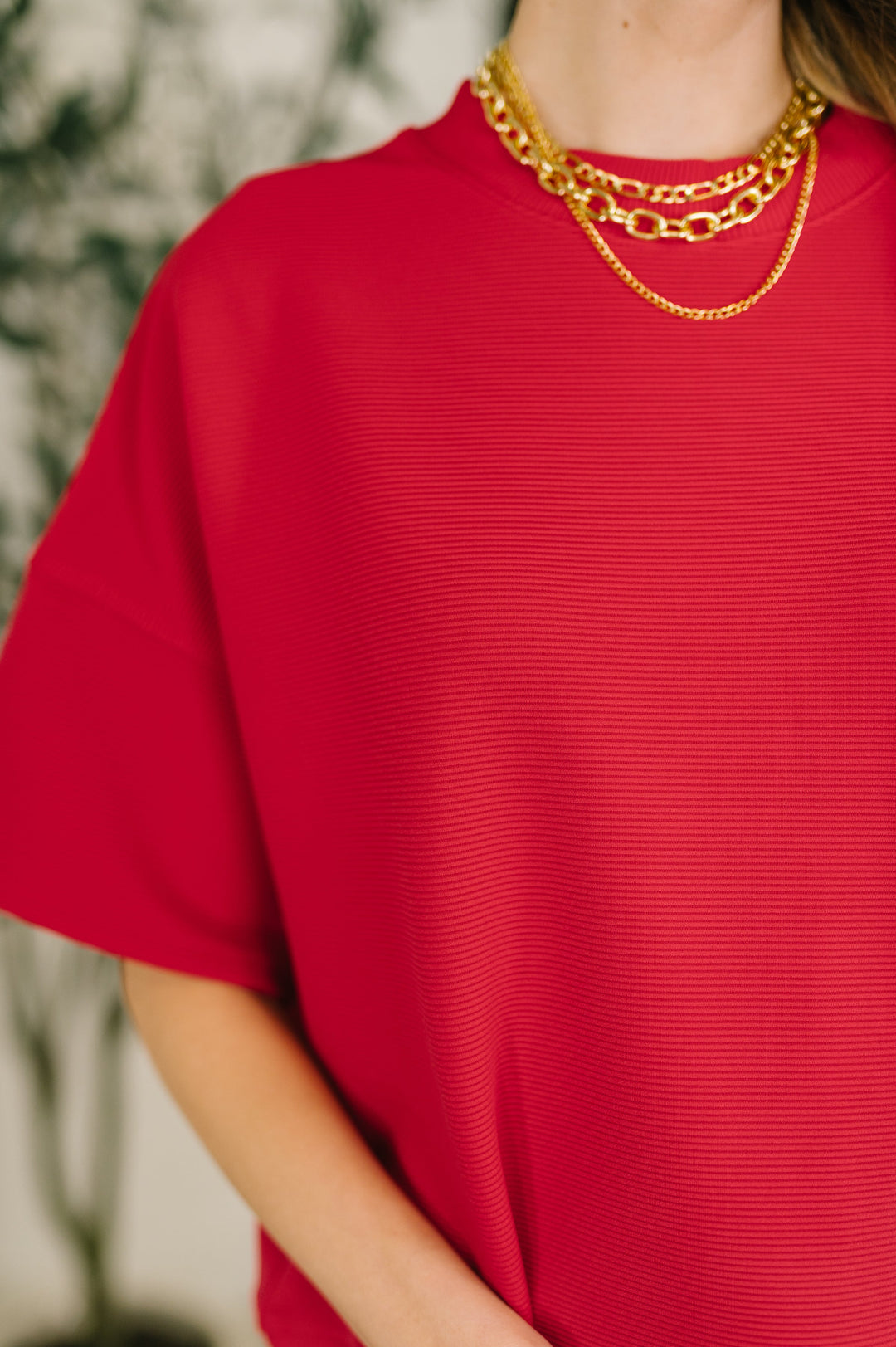 Sense of Clarity Boxy Top in Ruby - 3/4