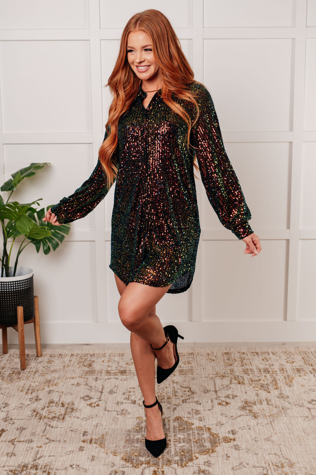 Shimmering Splendor Sequin Shirt Dress Shimmering Splendor Sequin Shirt Dress
