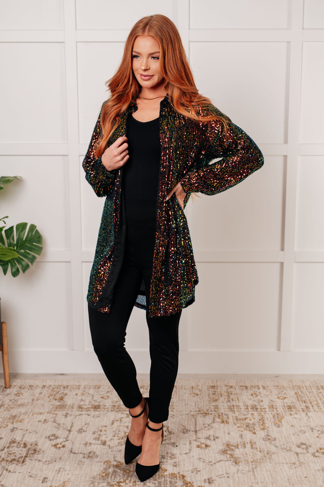 sequin long sleeve shirt dress Hutch