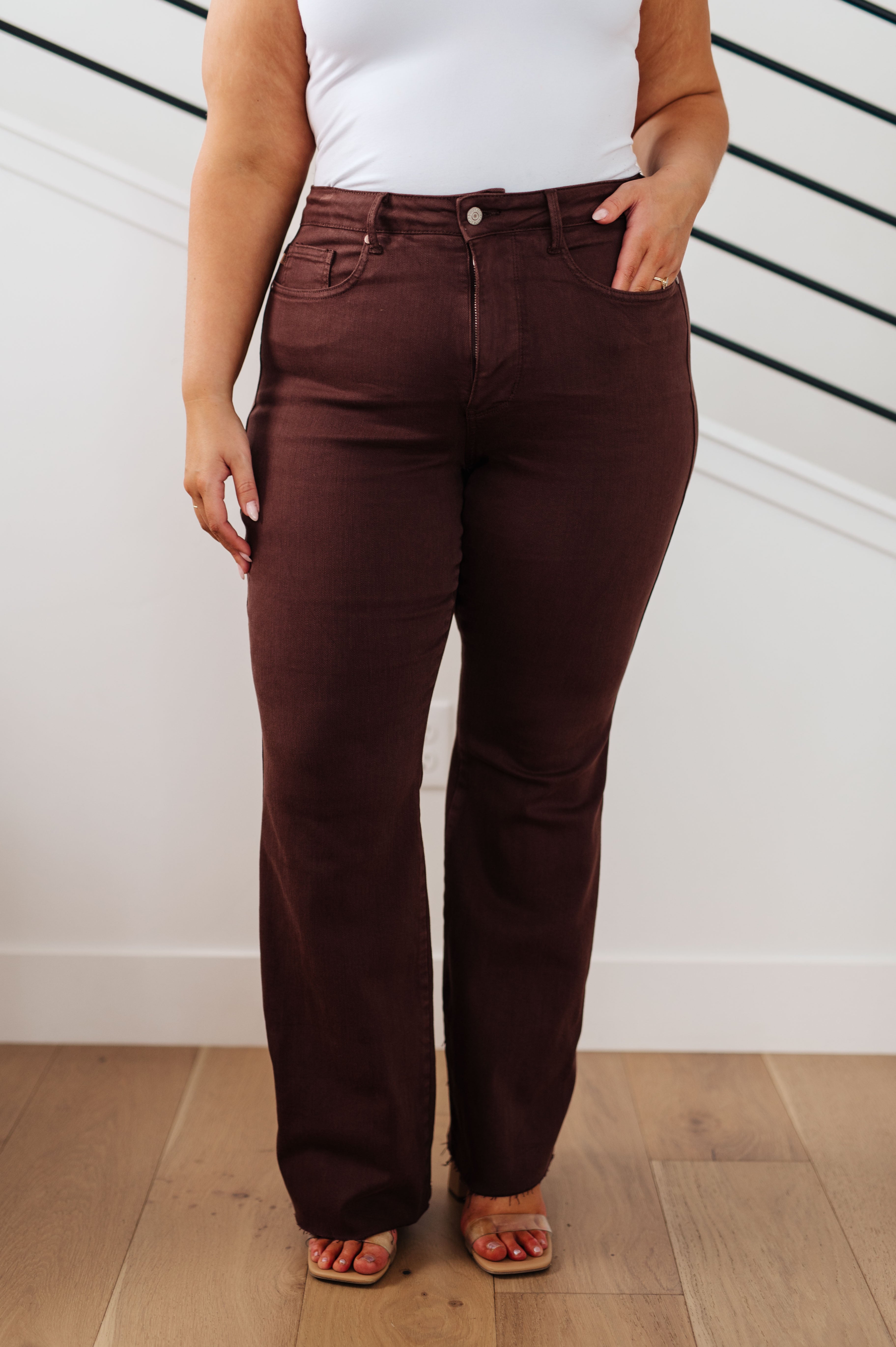 Sienna High Rise Control Top Flare Jeans in Espresso by Judy Blue