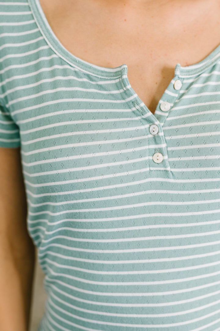 Simply Me Scoop Neck Henley Top - 8/10