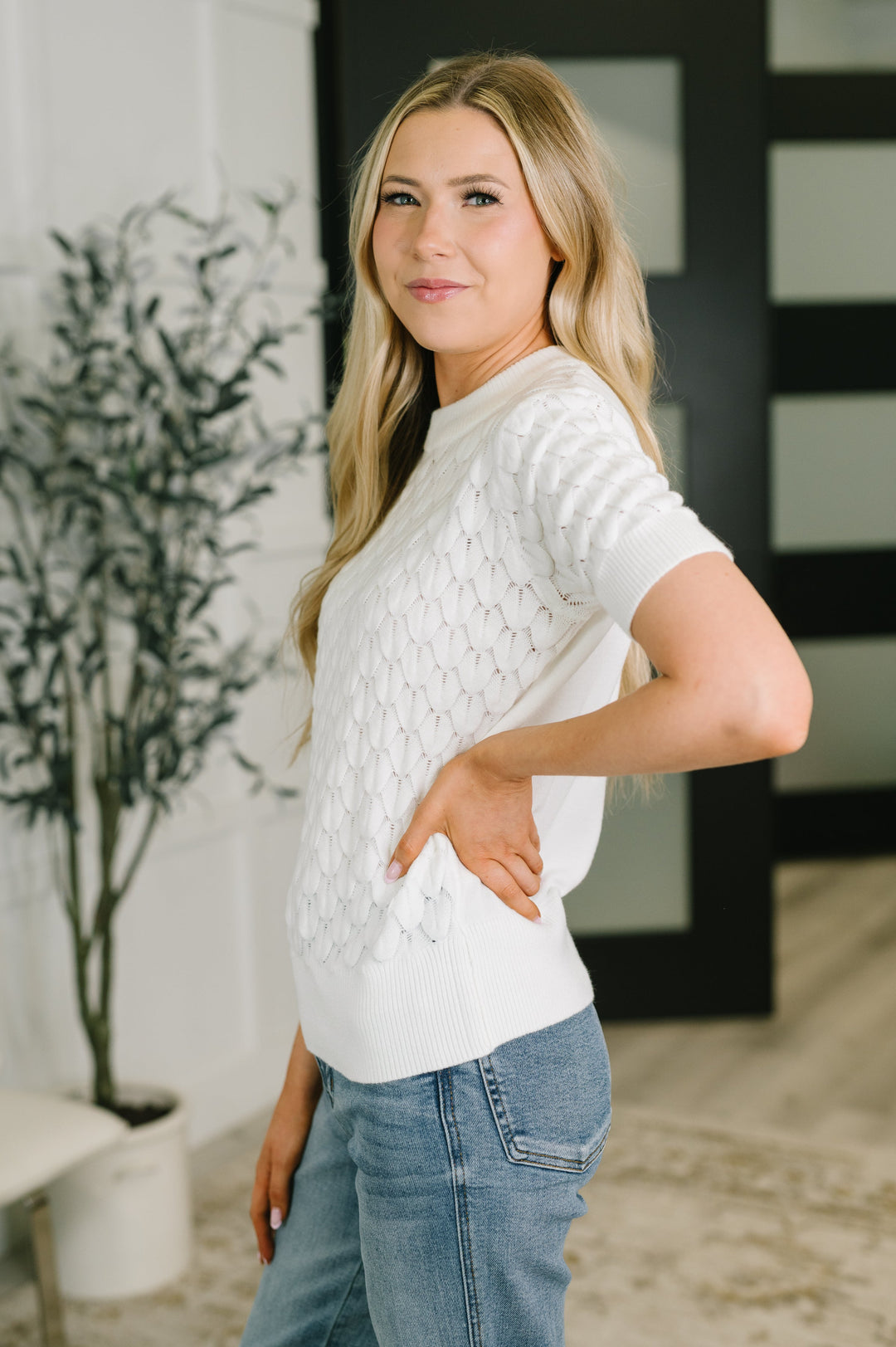 So Intriguing Textured Knit Top - 7/31