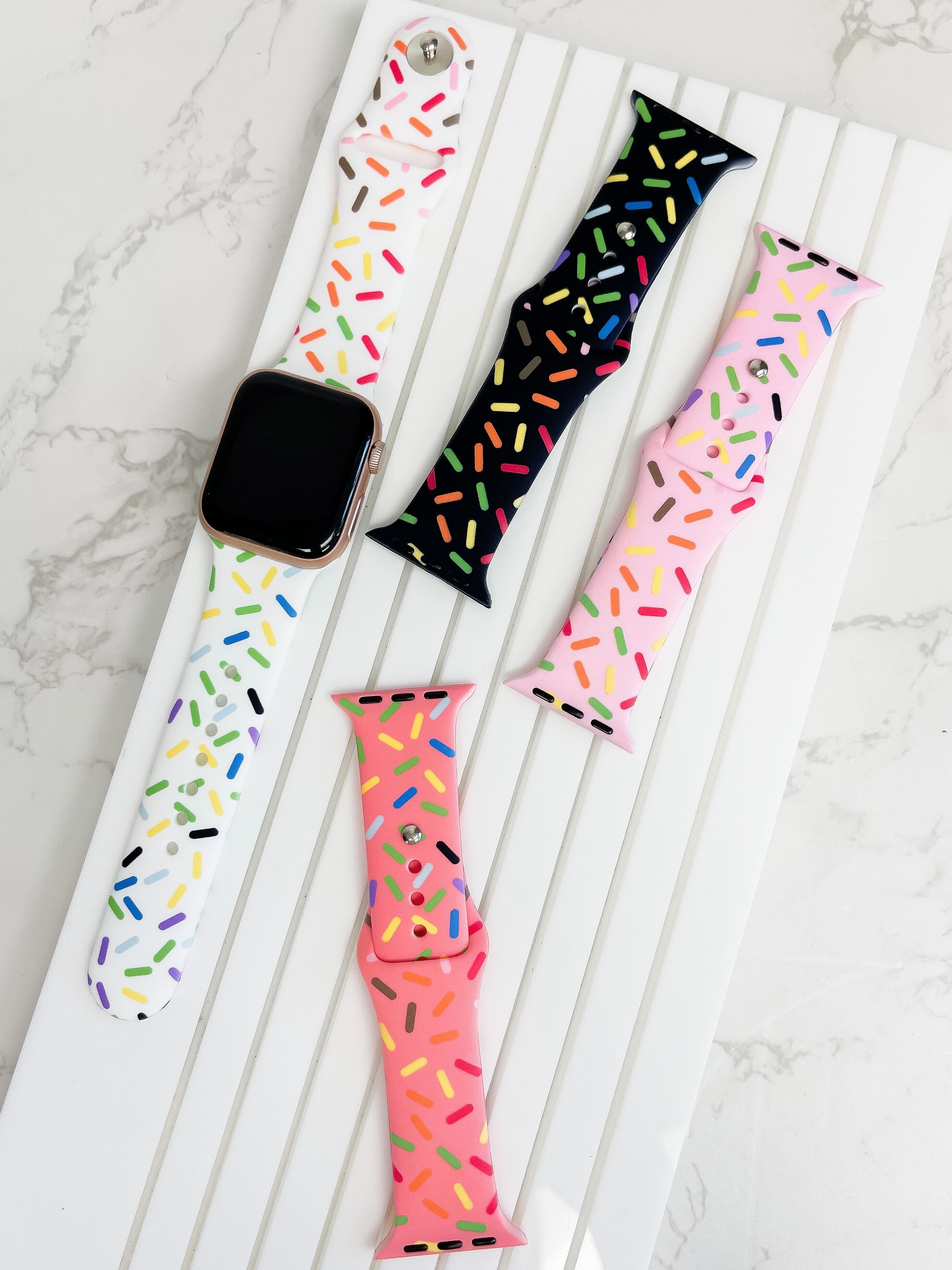 Sprinkles Printed Silicone Smart Watch Band - Black