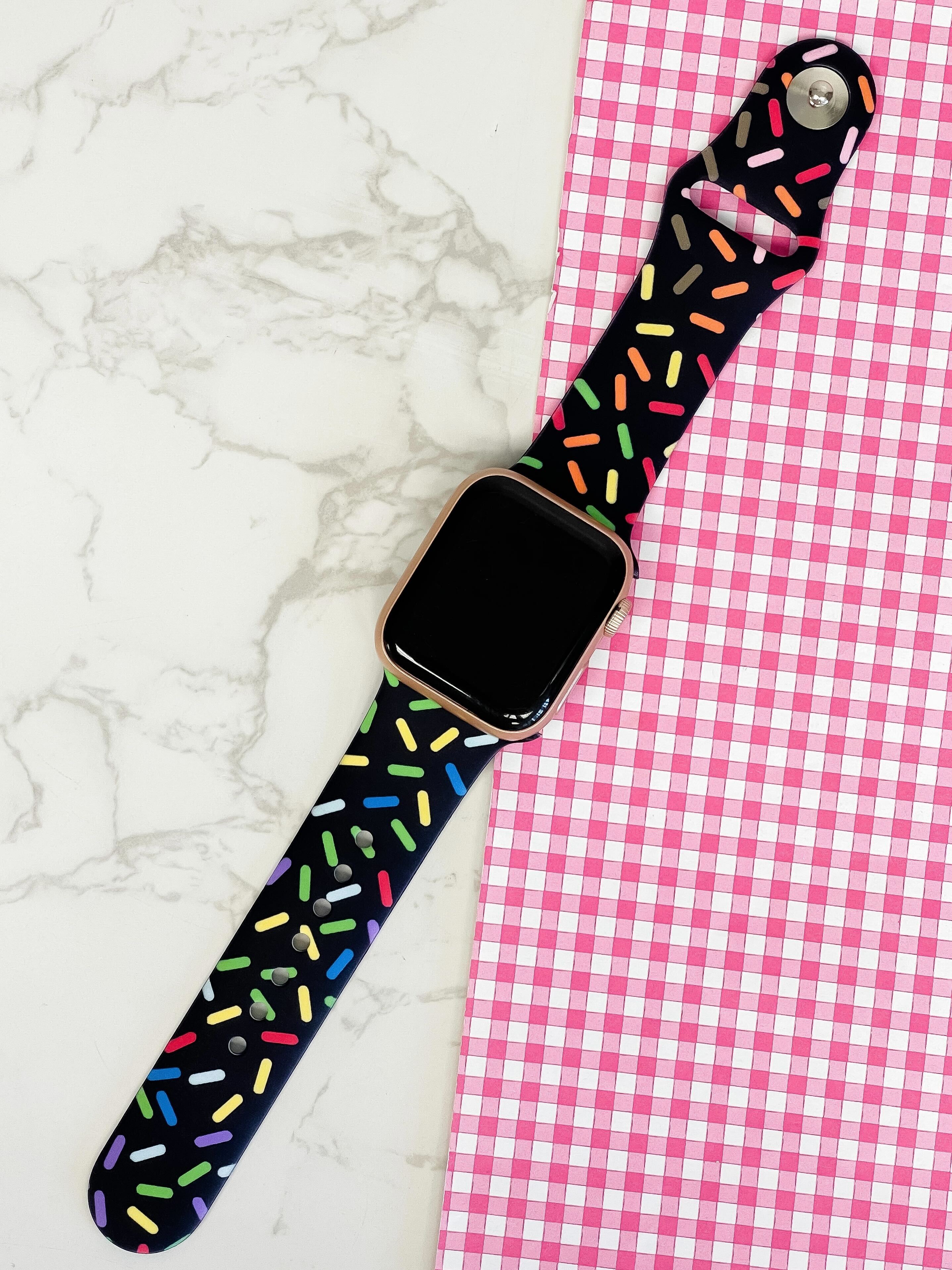 Sprinkles Printed Silicone Smart Watch Band - Black
