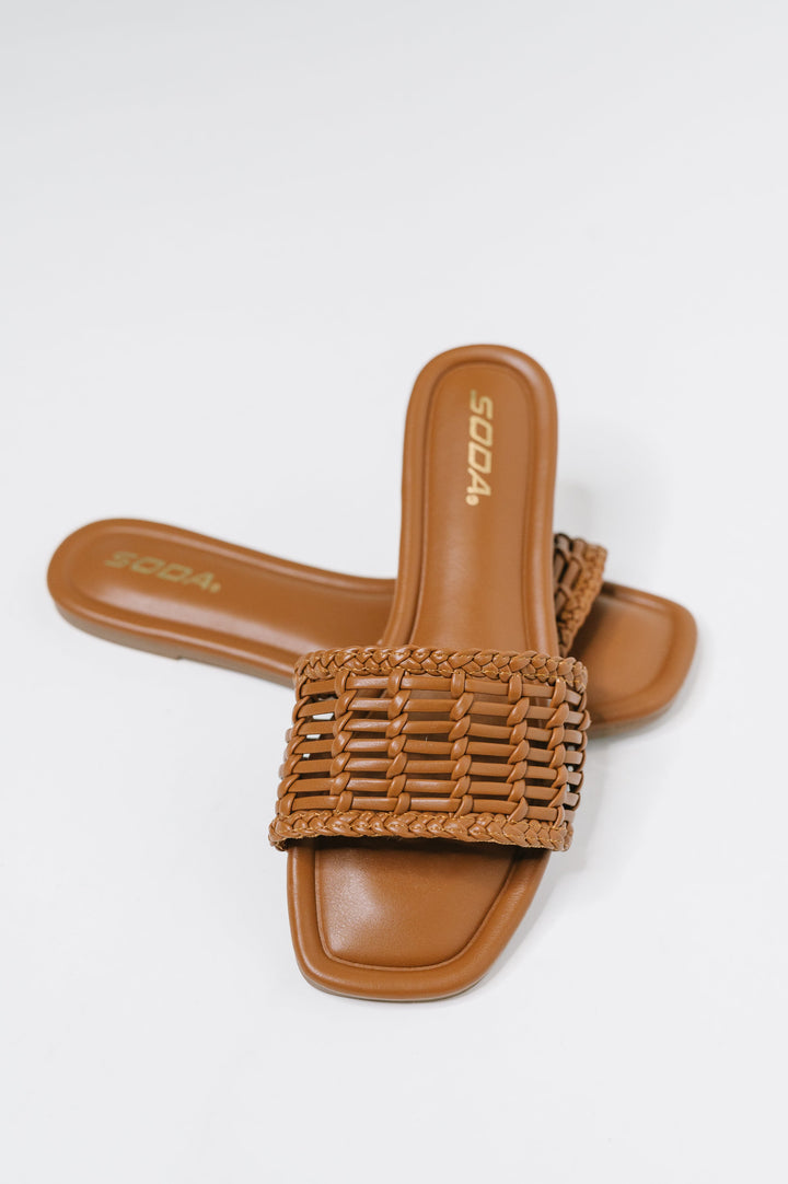 Stair Cognac Woven Slip On Sandal - 7/14
