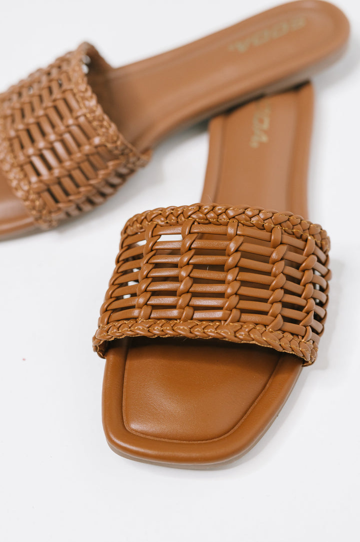 Stair Cognac Woven Slip On Sandal - 7/14