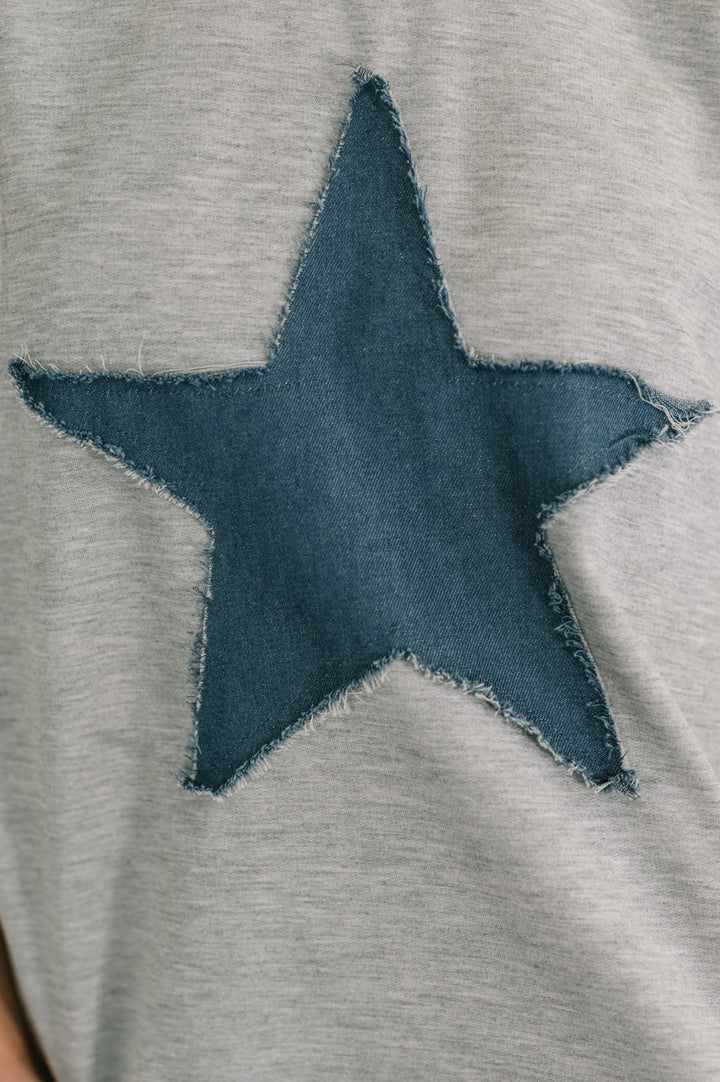 Star Stud Distressed Applique Top - 5/14