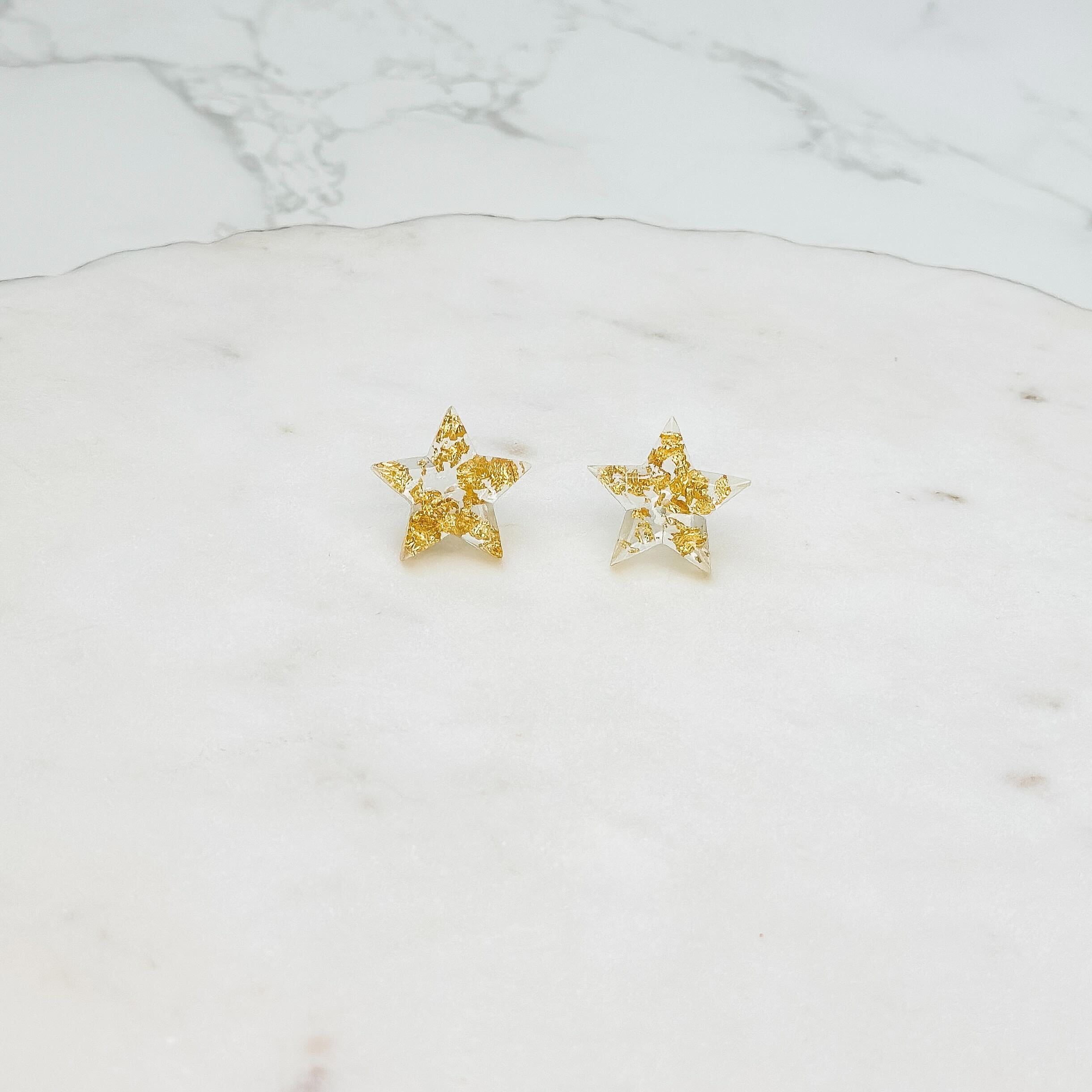 Gold Fleck Star Acrylic Stud Earrings