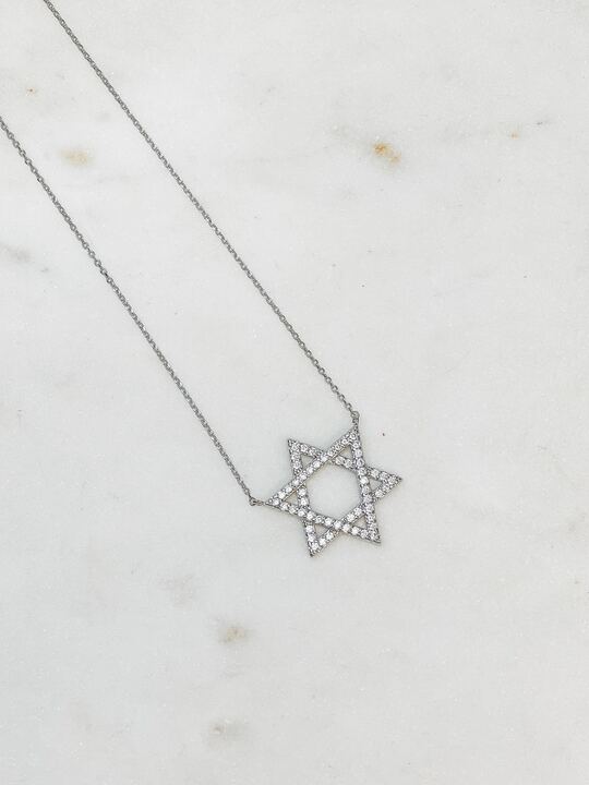 Star of David Cubic Zirconia Pendant Necklaces