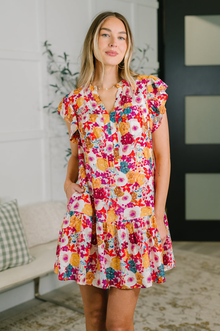 Start of Something Great Flutter Sleeve Floral Dress - 6/1