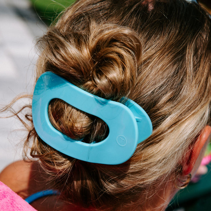 Large Teleties Flat Oval Clip - Summer Sky