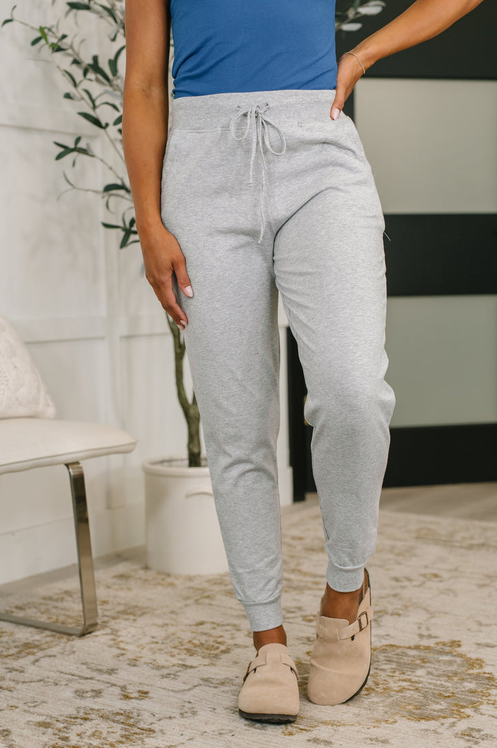 Sweat It High Waisted Joggers in Heather Grey - 4/15