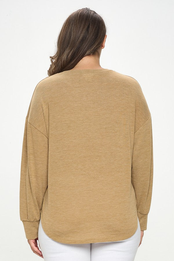 Relaxed Drop-Sleeve Top - Camel by Yelete