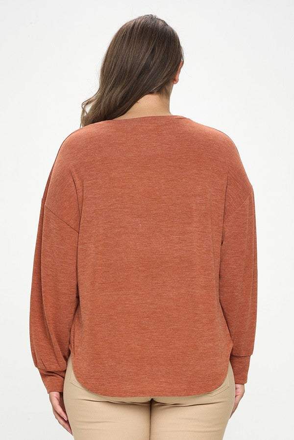 Relaxed Drop-Sleeve Top - Copper by Yelete