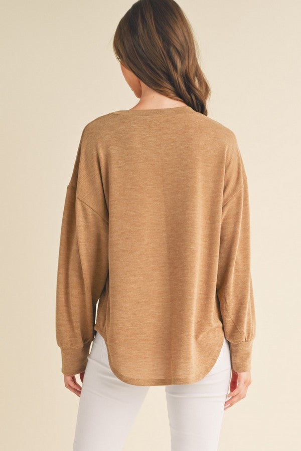 Relaxed Drop-Sleeve Top - Camel by Yelete