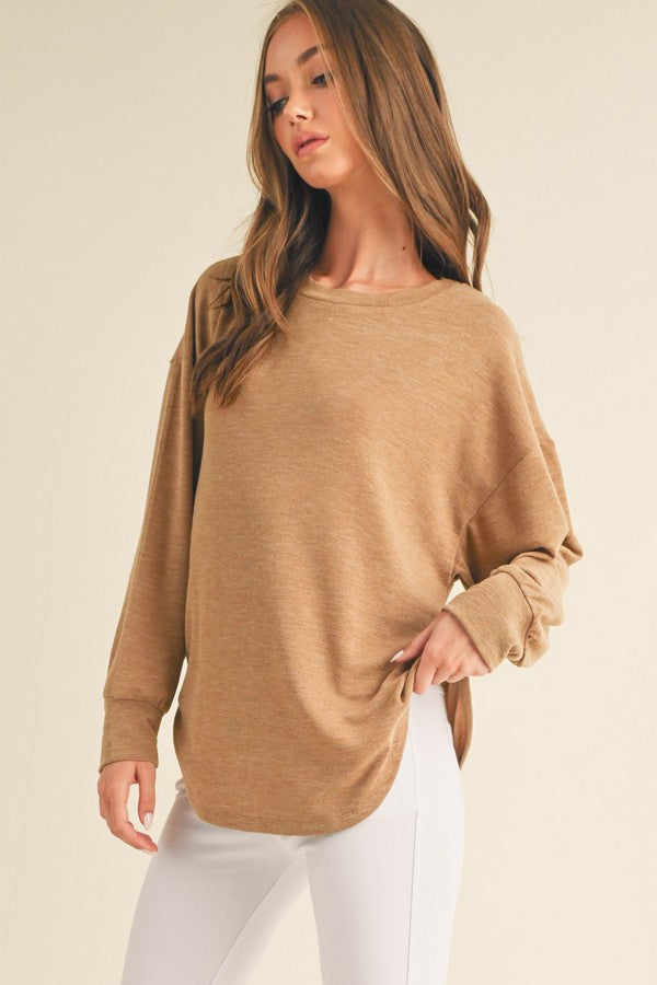 Relaxed Drop-Sleeve Top - Camel by Yelete