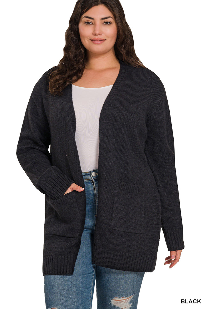 Open Front Sweater Cardigan - Black