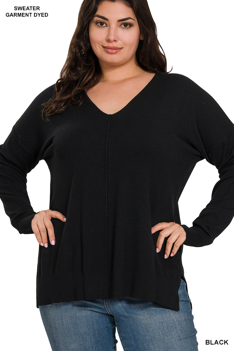 Viscose Front-Seam Sweater - Black