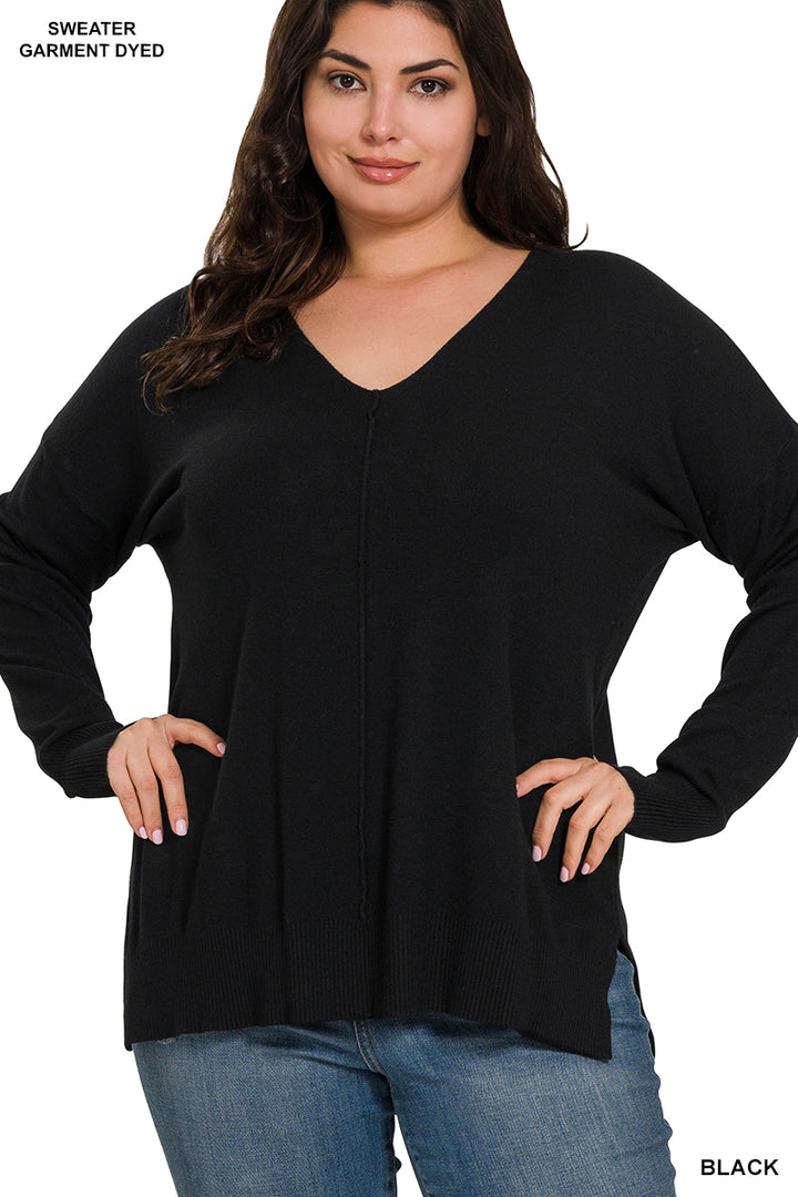 Viscose Front-Seam Sweater - Black