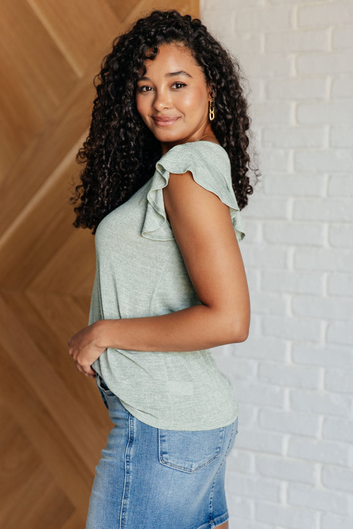 Take It In Flutter Sleeve Top - 6/22