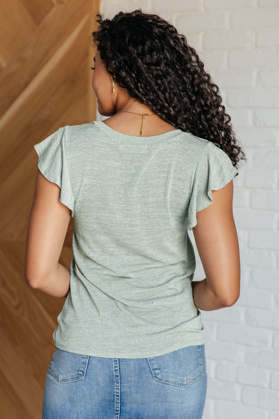 Take It In Flutter Sleeve Top - 6/22