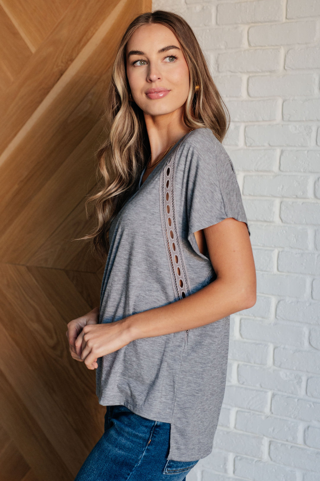 Take it Easy Eyelet Trim Top - 3/30