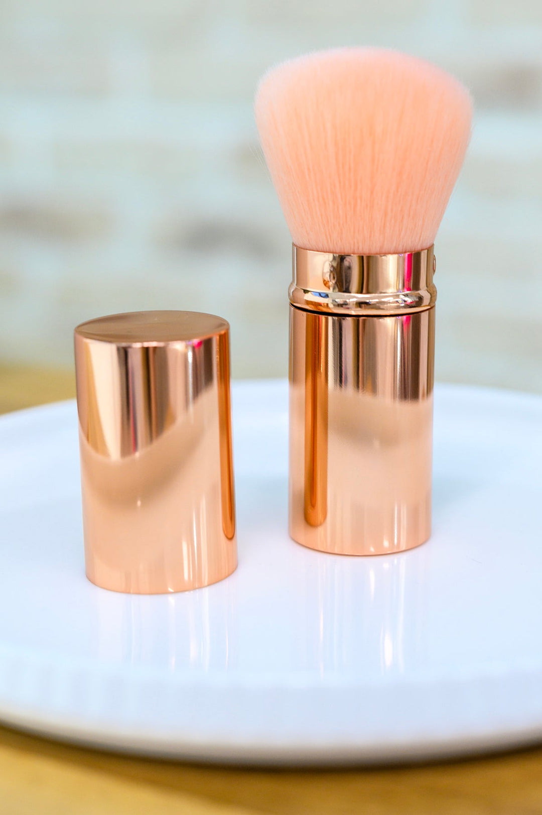 Rose Gold and Pink Telescopic Powder Brush - 6/12