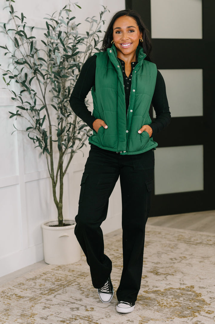 That's What I'm Talkin' About Puffer Vest in Hunter Green