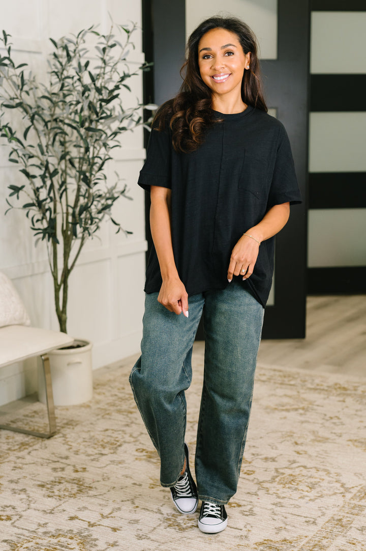 The Layback Relaxed Basic Tee in Black - 7/24