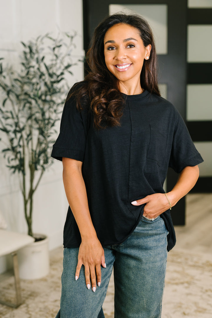 The Layback Relaxed Basic Tee in Black - 7/24