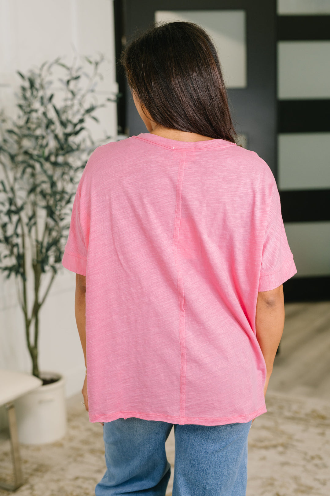 The Layback Relaxed Basic Tee in Pink - 7/24