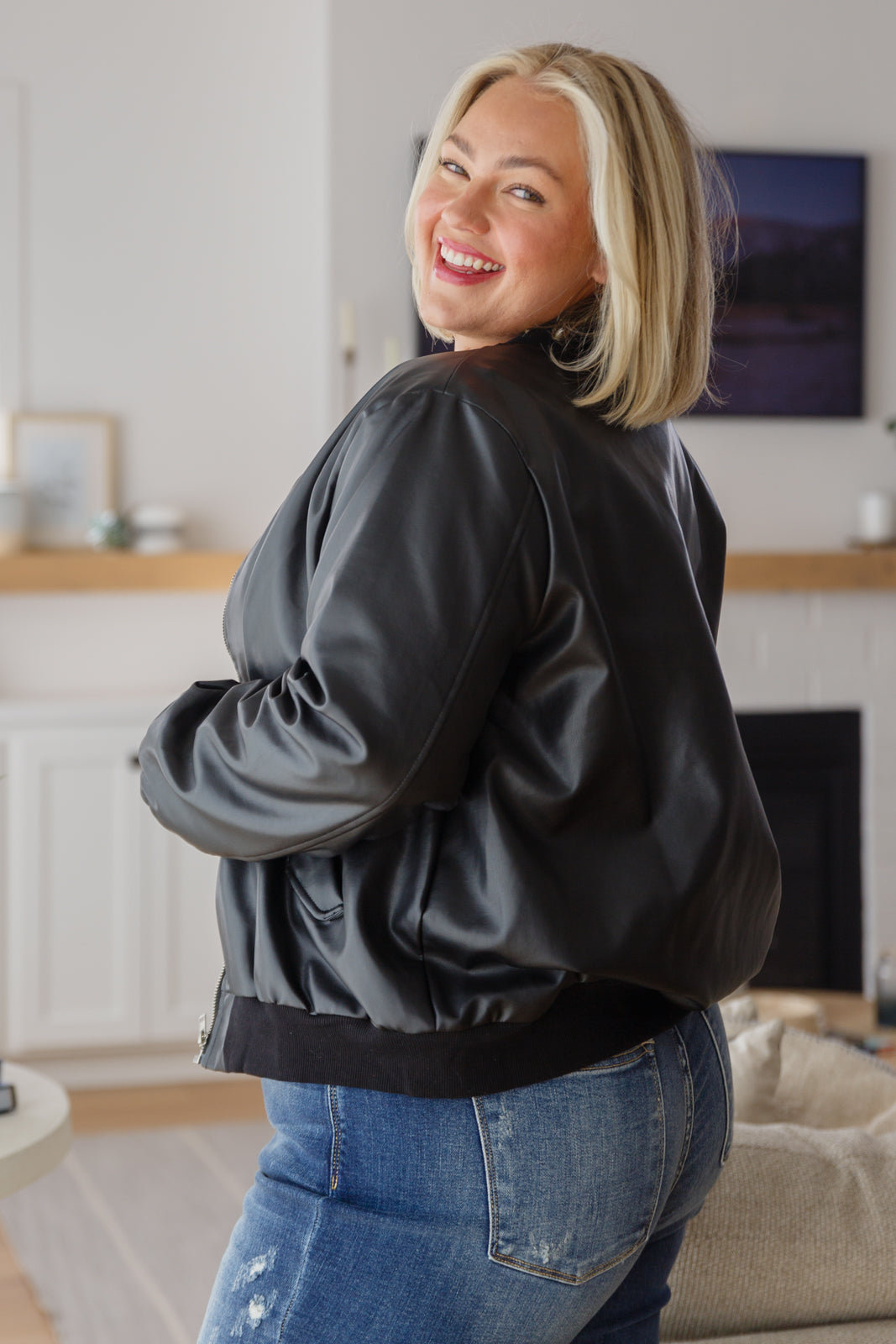 This Is It Faux Leather Bomber Jacket In Black - 10/3