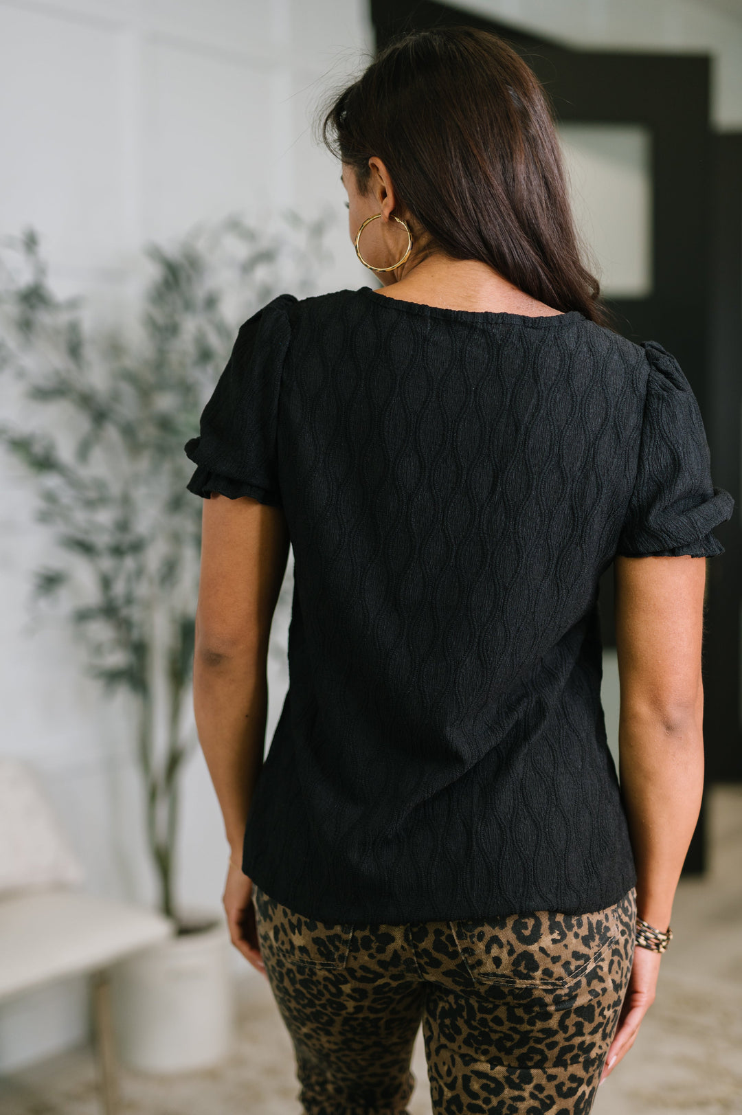 To Call My Own Textured Blouse in Black - 5/25