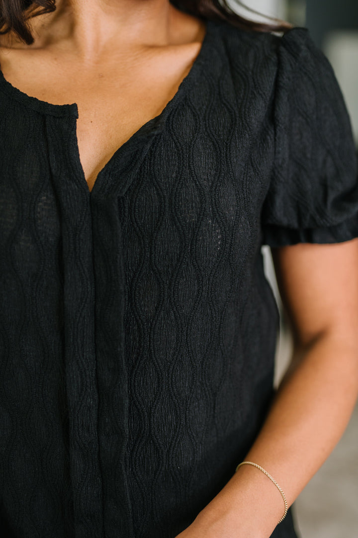 To Call My Own Textured Blouse in Black - 5/25