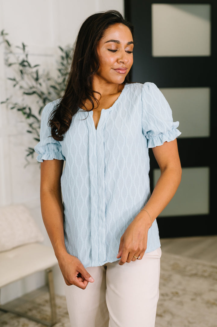 To Call My Own Textured Blouse in Powder Blue - 5/26