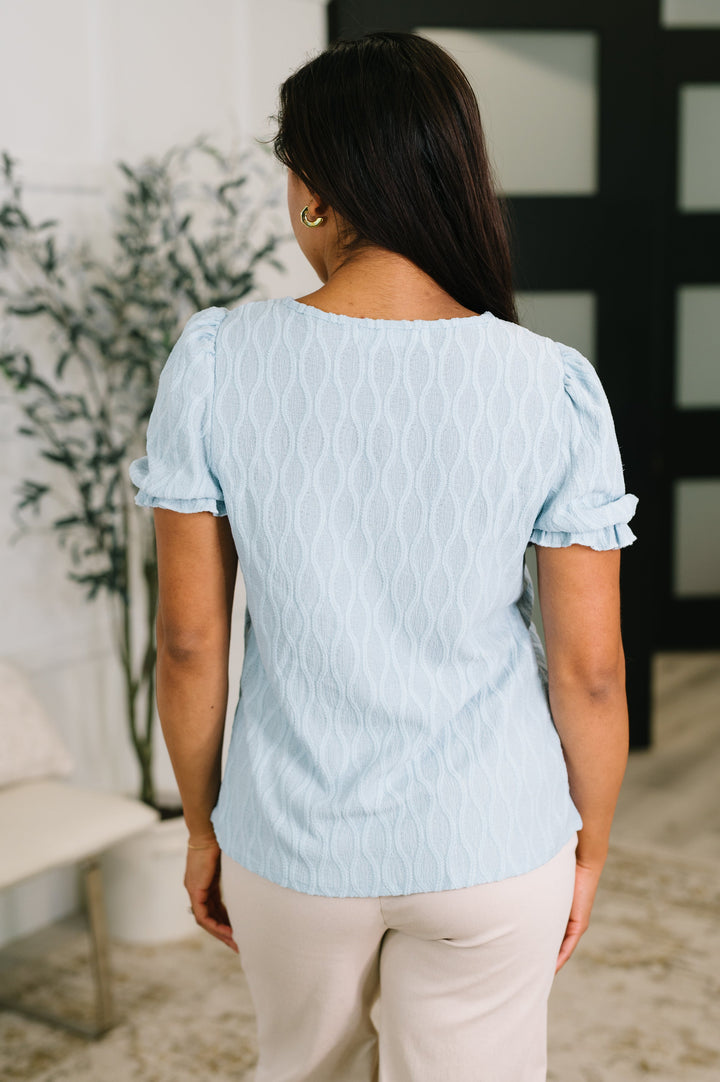 To Call My Own Textured Blouse in Powder Blue - 5/26